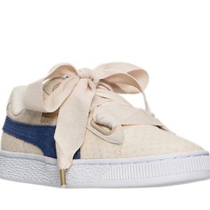 AUTHENTIC Puma Basket Heart Denim Oatmeal